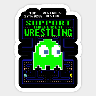 support indy wrestling pacman ghost 8bit Sticker